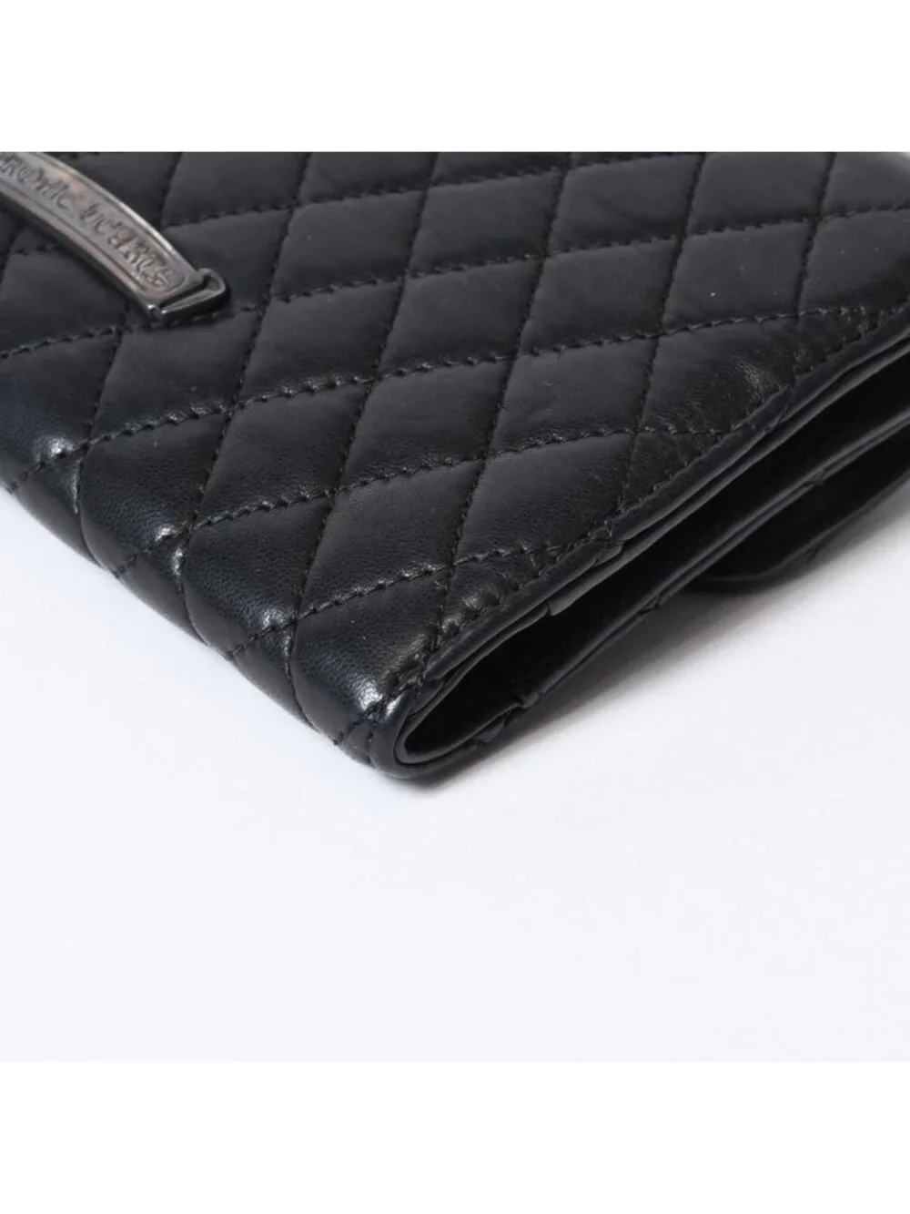Chrome Hearts Quilted Leather Wallet BS Flare Lambskin Black